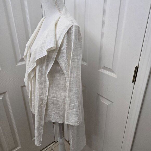 Calvin Tran‎ Cardigan M White Textured Open Front Long Waterfall Avant-garde - Picture 3 of 15